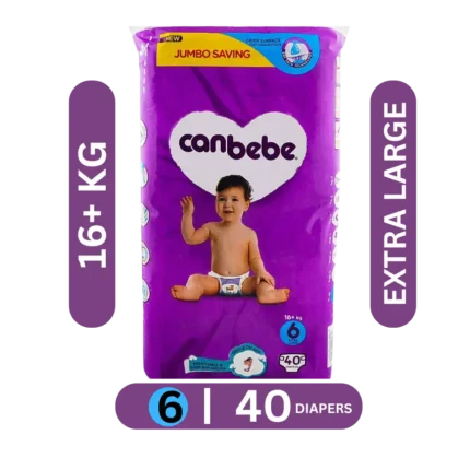 Canbebe Baby Diaper Jumbo Extra Large Size 6 (16+ Kg) 40 Pieces