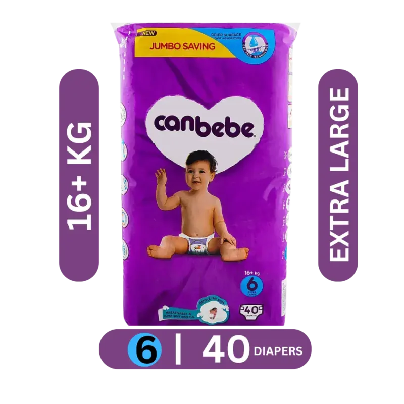 Canbebe Baby Diaper Jumbo Extra Large Size 6 (16+ Kg) 40 Pieces