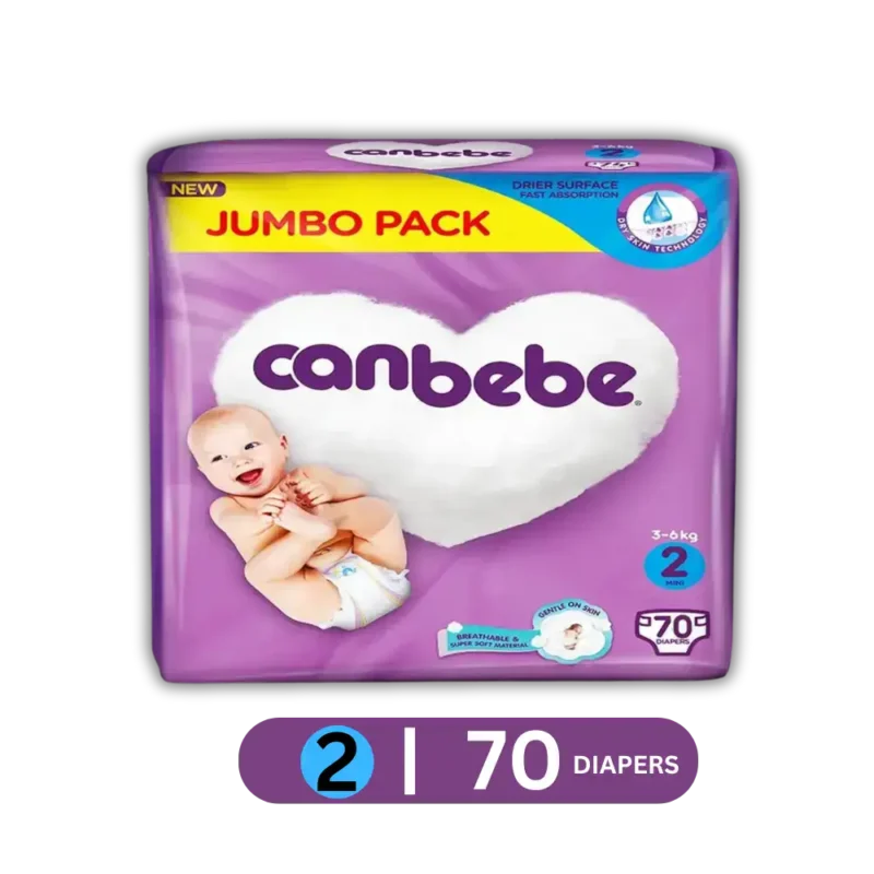 Canbebe Diaper Jumbo Mini Size 2, (3-6 KG) | 70-Pack