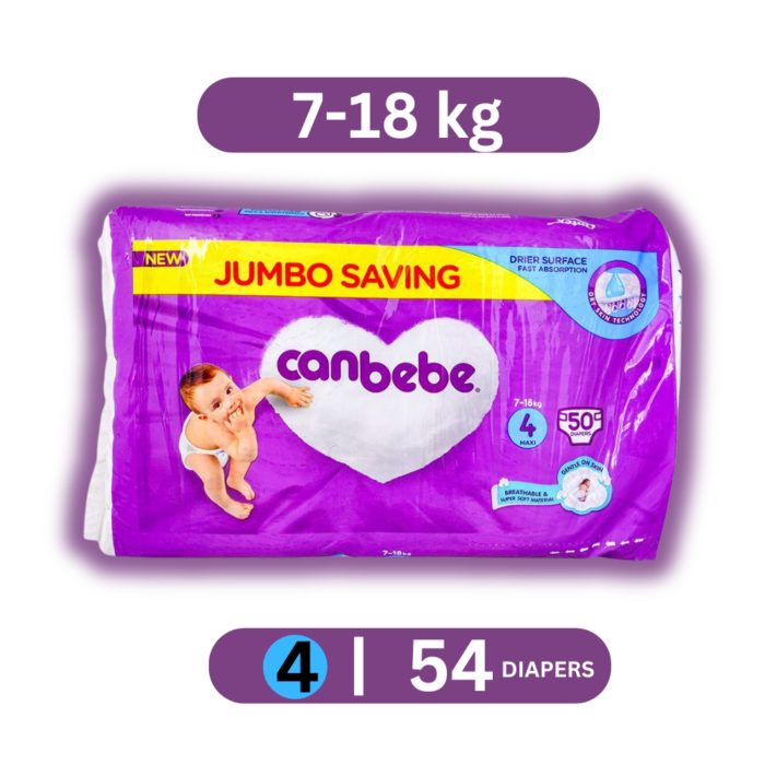 Canbebe Jumbo Maxi Size 4 Diapers (50+4) 4 Diapers Extra